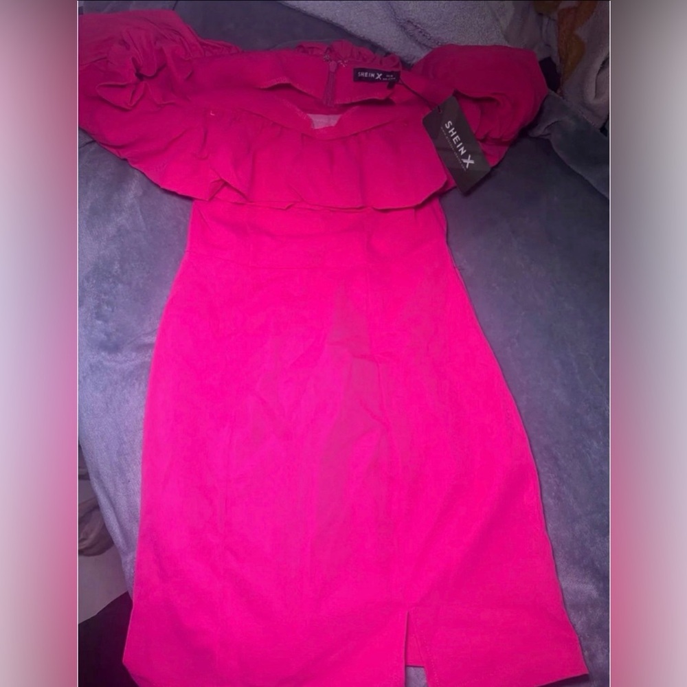 SHEIN Strapless Pink Ruffle Dress - Picture 6 of 12